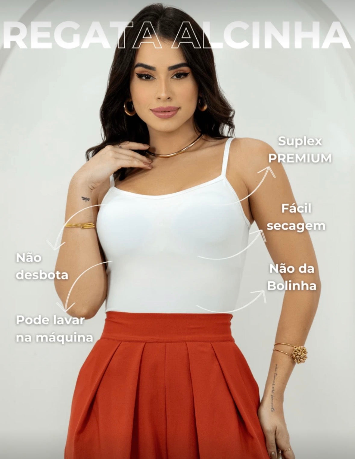 Compre 1 Leve 2 – Kit 2 Regatas Femininas com Alça Fina Ajustável e Bojo em Suplex, Básica Segunda Pele para Praia | Madassa