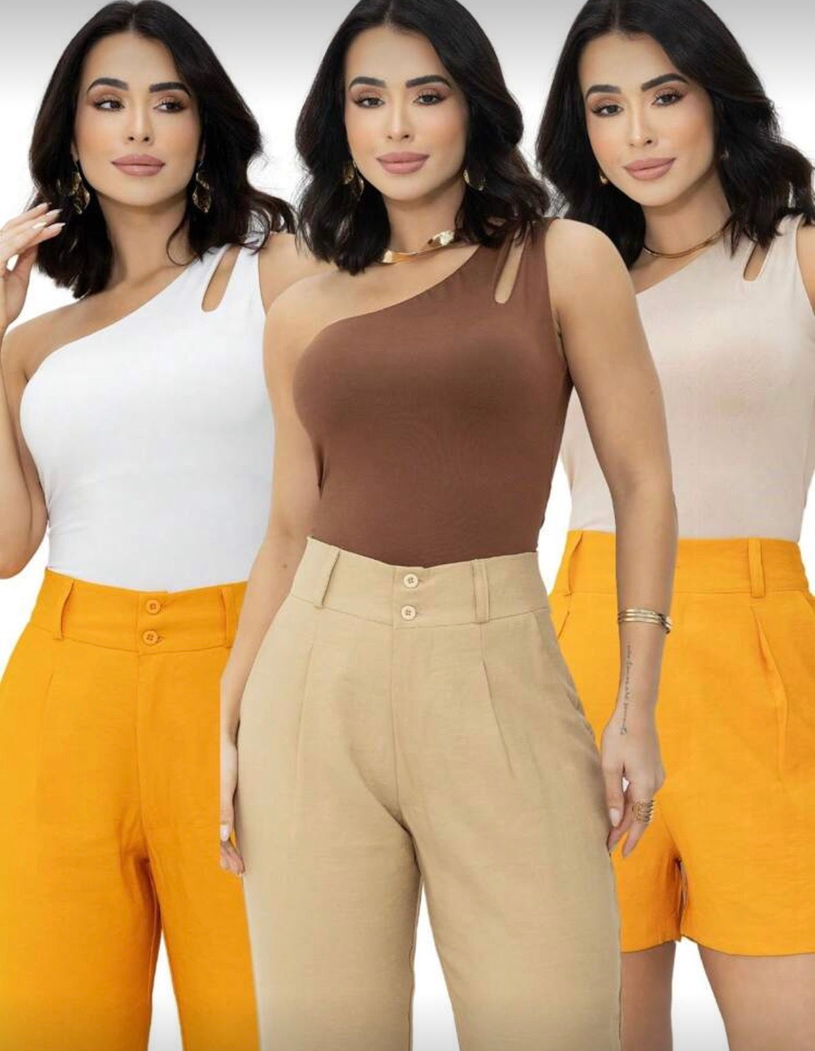 Compre 2 Leve 3 – Kit 3 Regatas Femininas Ombro Só em Suplex, Blusa Nula Manga Casual Tendência | Madassa