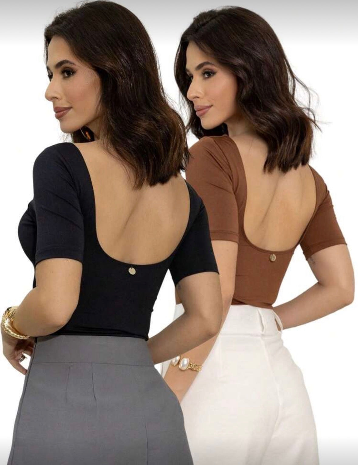 Compre 1 Leve 2 – Kit 2 Blusas Femininas com Decote e Costas Abertas em Suplex, Tendência Casual Elegante para Noite | Madassa