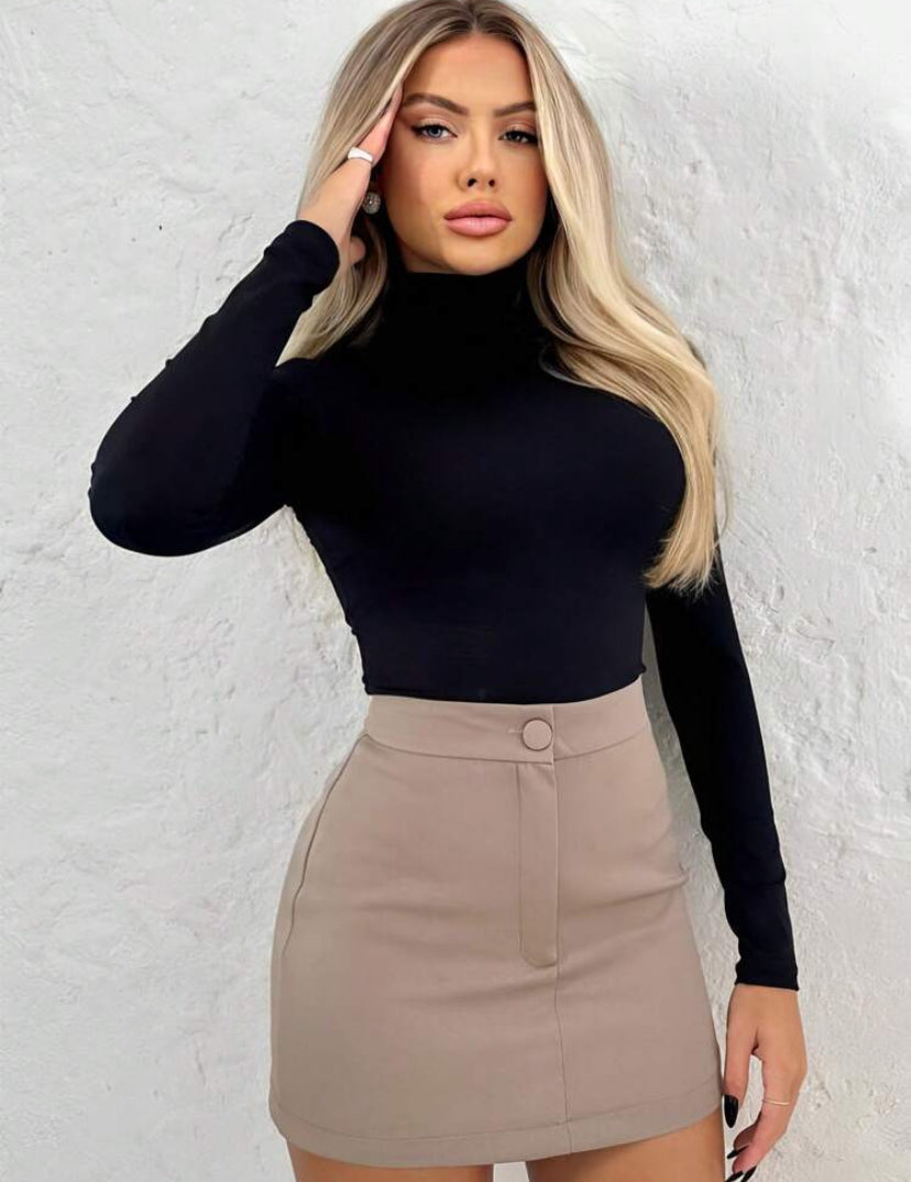 Body Collant Feminino Segunda Pele Básico – Gola Alta e Manga Longa Estilo Moda Blogueira | Madassa