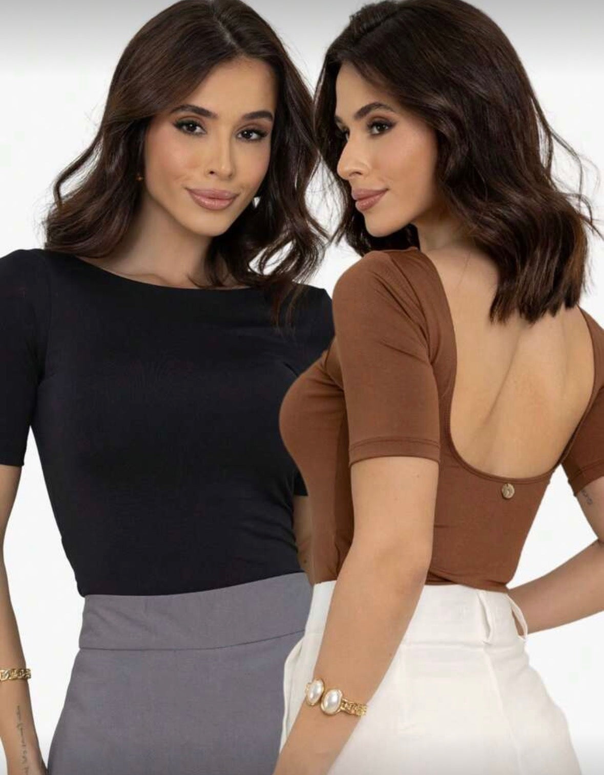 Compre 1 Leve 2 – Kit 2 Blusas Femininas com Decote e Costas Abertas em Suplex, Tendência Casual Elegante para Noite | Madassa