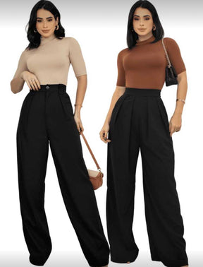 Compre 1 Leve 2 – Kit 2 Blusas Femininas Gola Alta Cacharrel em Suplex Manga Curta Lisa para Outono e Inverno | Madassa