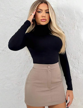 Body Collant Feminino Segunda Pele Básico – Gola Alta e Manga Longa Estilo Moda Blogueira | Madassa