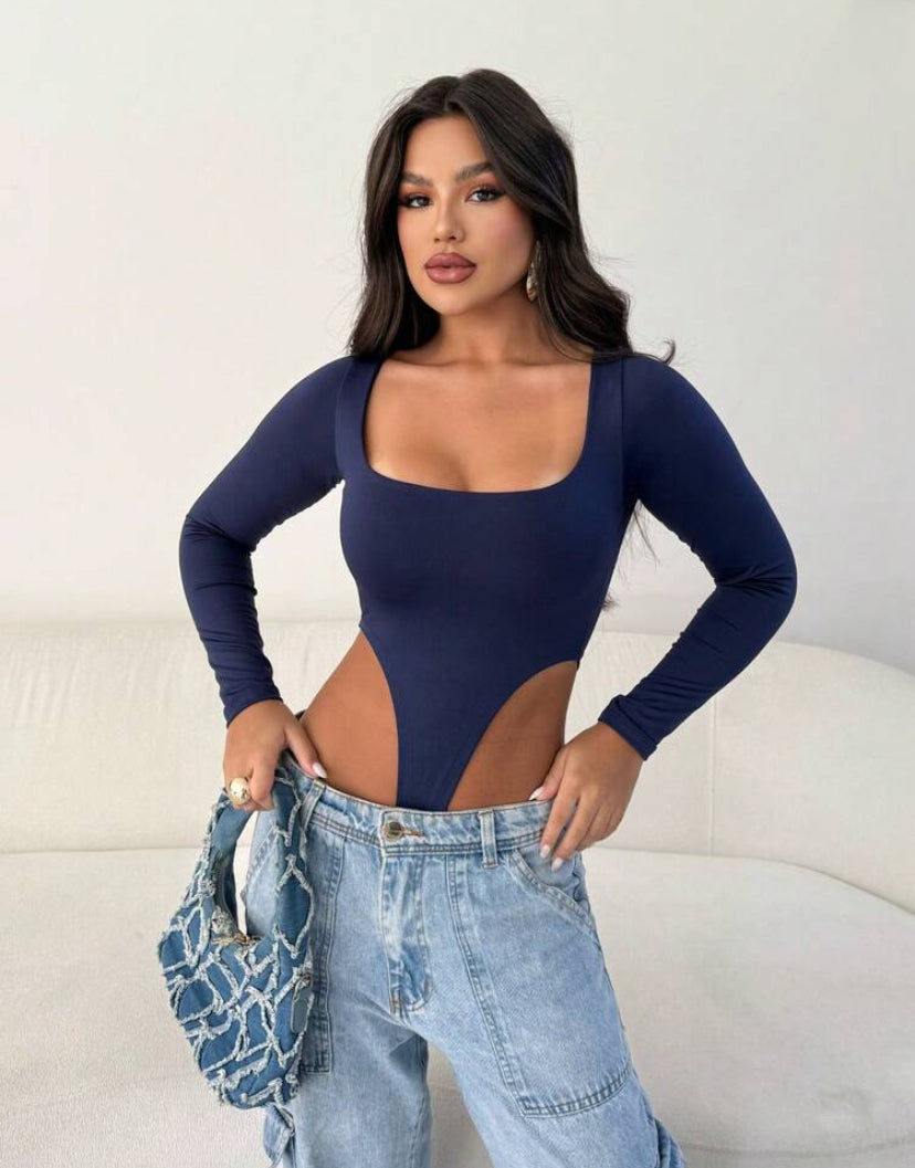 Body Collant Feminino Modelador com Decote Quadrado e Manga Longa – Versátil, Sensual e Casual no Estilo Blogueira Gringa | Madassa