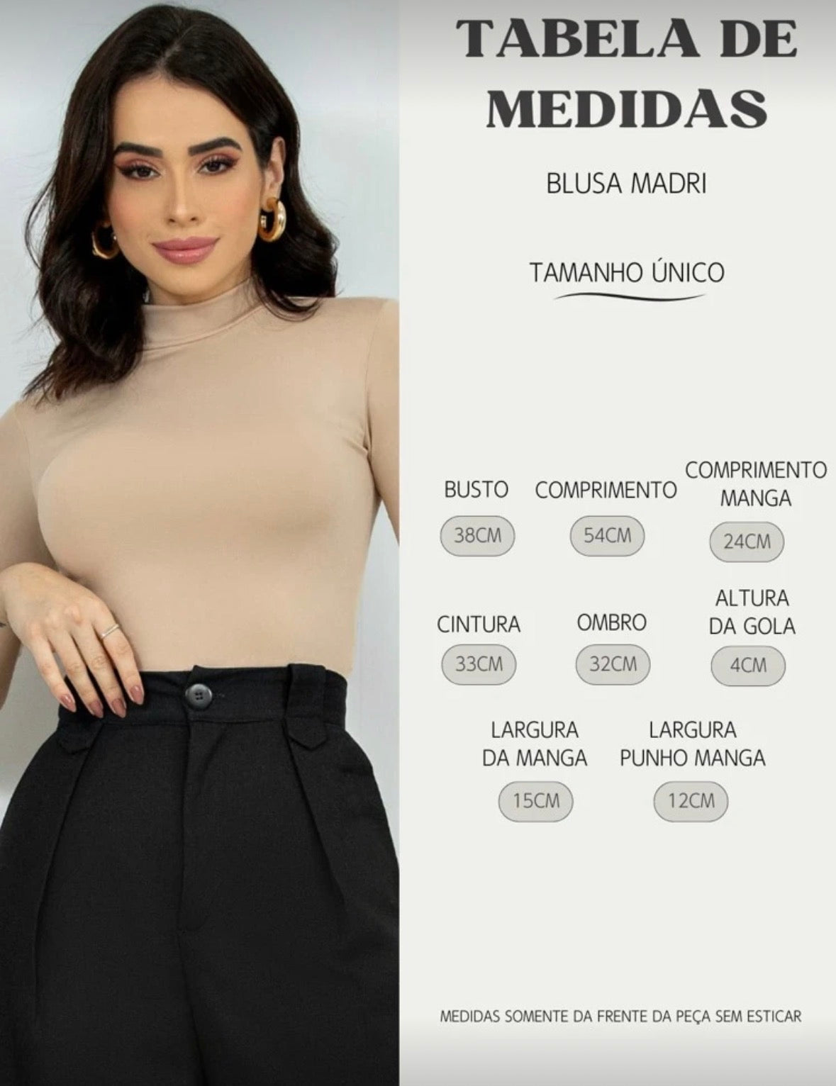 Compre 1 Leve 2 – Kit 2 Blusas Femininas Gola Alta Cacharrel em Suplex Manga Curta Lisa para Outono e Inverno | Madassa