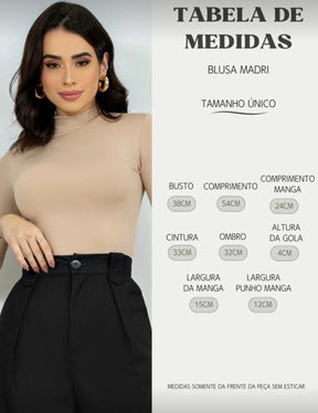 Compre 1 Leve 2 – Kit 2 Blusas Femininas Gola Alta Cacharrel em Suplex Manga Curta Lisa para Outono e Inverno | Madassa