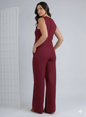 Conjunto Feminino de Alfaiataria Premium: Blusa Manga Curta e Calça Reta