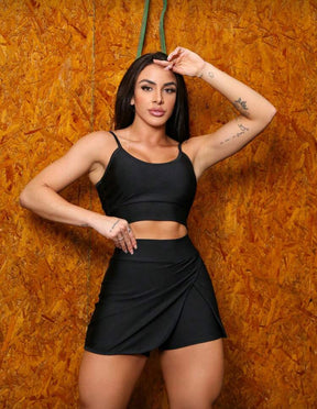 Conjunto Fitness Feminino para Academia – Top Alcinha com Short Saia Esportivo Versátil