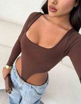 Body Collant Feminino Modelador com Decote Quadrado e Manga Longa – Versátil, Sensual e Casual no Estilo Blogueira Gringa | Madassa