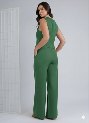 Conjunto Feminino de Alfaiataria Premium: Blusa Manga Curta e Calça Reta