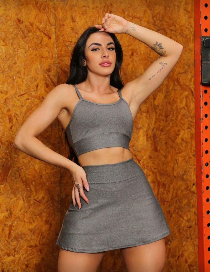 Conjunto Fitness Feminino Academia – Top com Shorts Saia em Suplex Confortável e Esportivo | Madassa